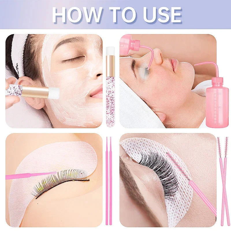 Eyelash Extension Clean Supplies Set Lash Makeup Brush Eyeborw Comb Microbrush Nose Skin Pore Wash Brushes Lashes Shampoo Bottle