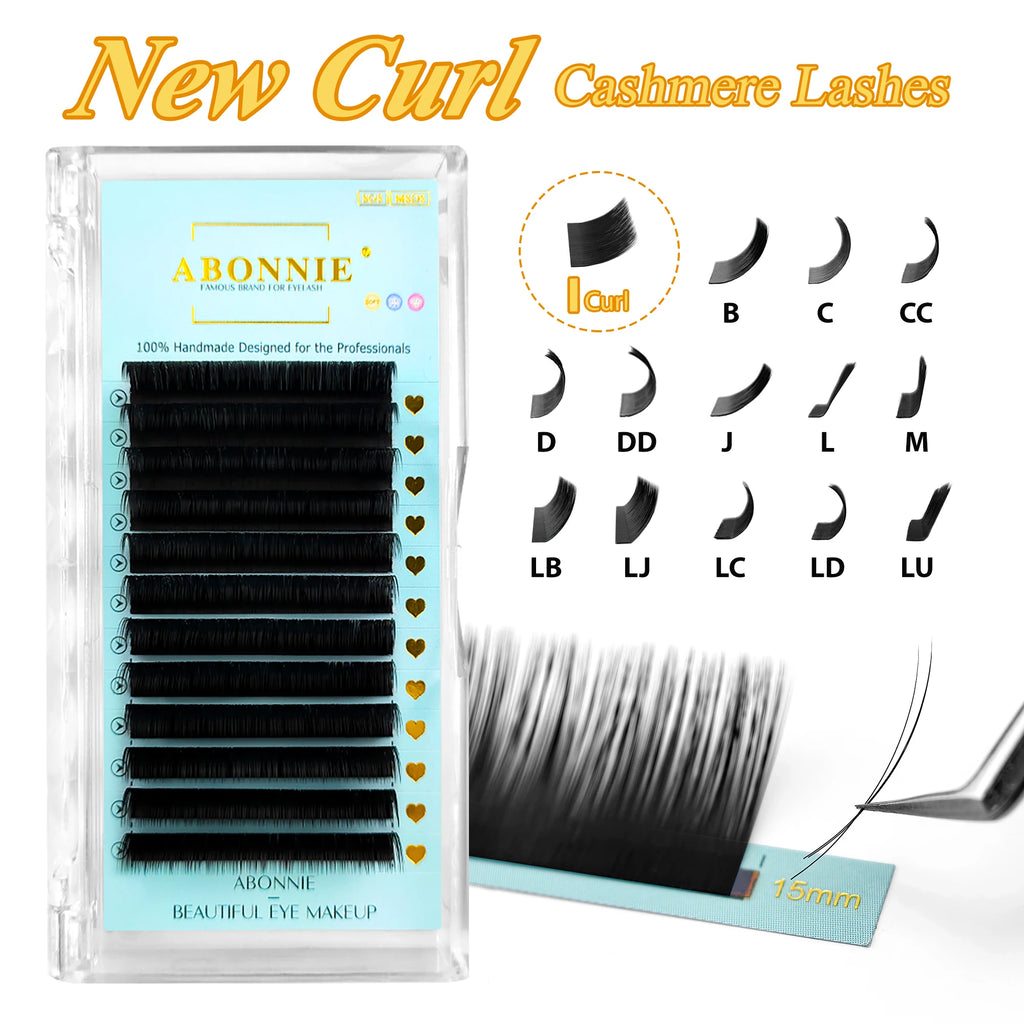 ABONNIE All Size M/L/LJ Cashmere Individual Eyelash Extension Silk Lashes Russian Volume Classic Eyelash Extensions for Makeup