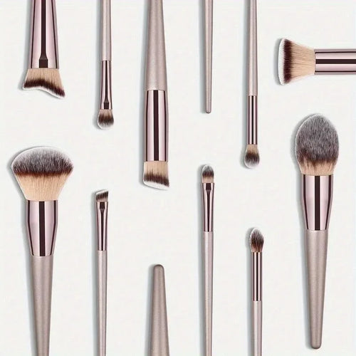 10-Piece Makeup Brush Set - Champagne Gold, Vegan Cruelty-Free Bristles