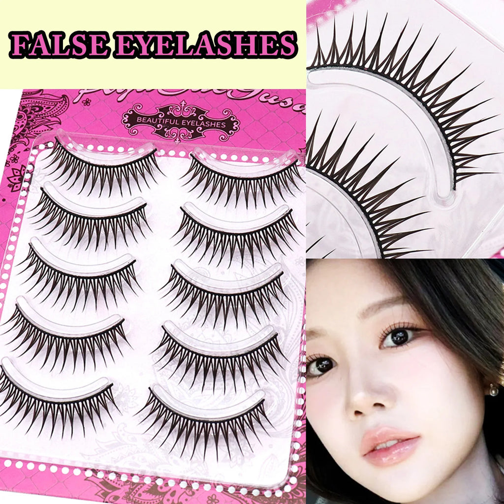 5 Pairs Korean Style Manga False Eyelashes Natural Spiky Wispy Thick Eyelash Extension For Beauty Eye Cosplay Diy Makeup Tools