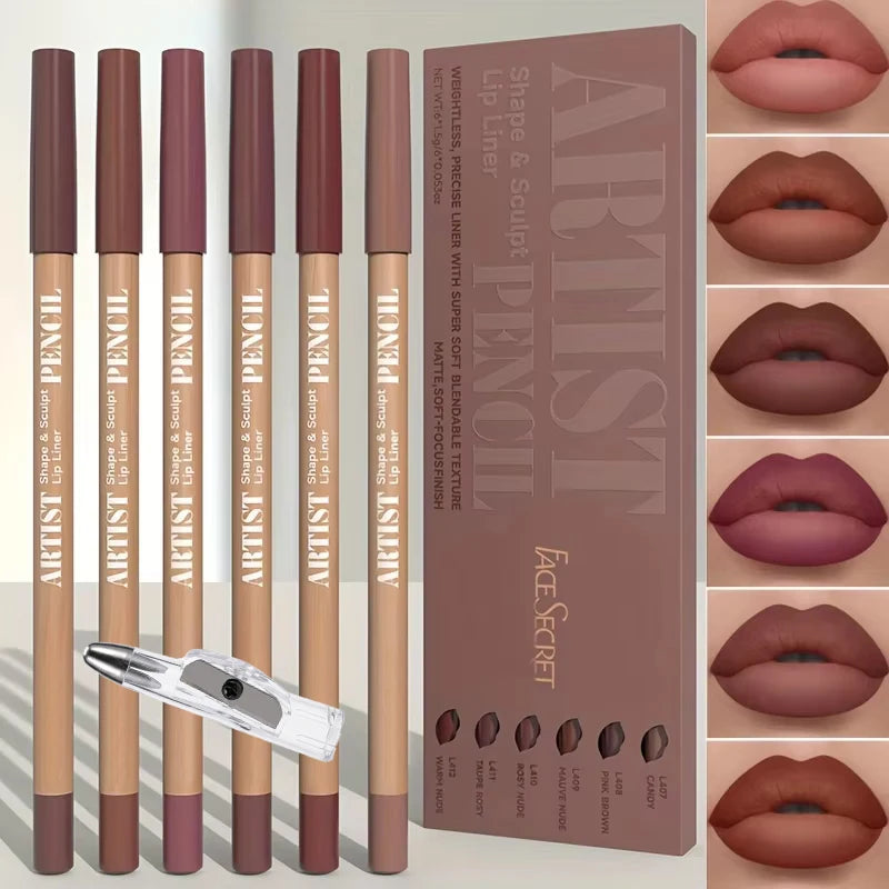 7-Piece Matte Lip Liner Set with Sharpener dylinoshop