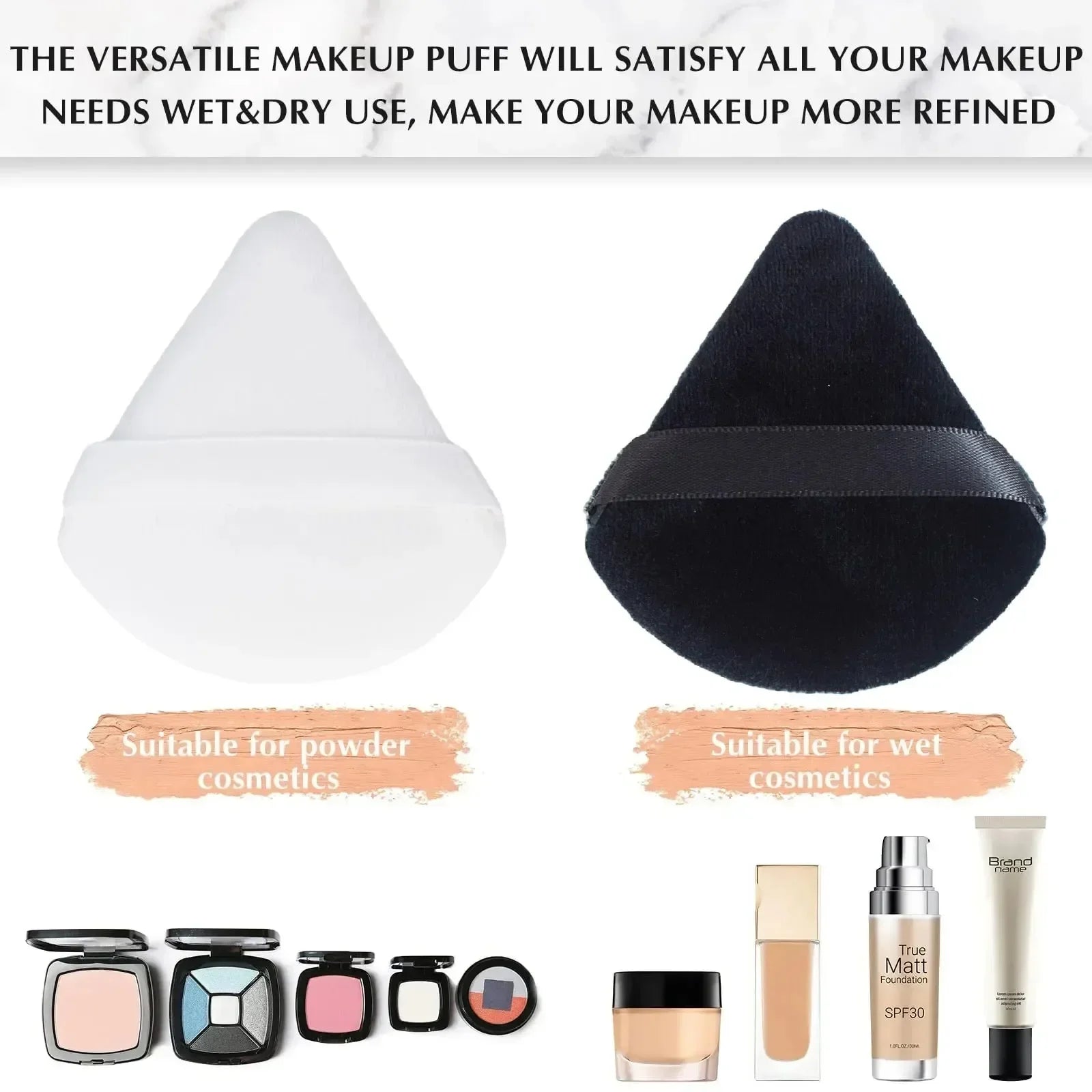 2/5/10/20Pcs Triangle Powder Puff Wet Dry Use For Loose Powder Liquid Cosmetic Soft Plush Powder Puff Makeup Foundation New In T