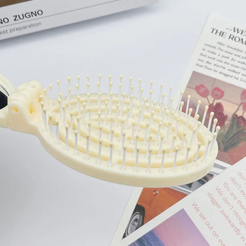 2-in-1 Foldable Comb Mirror Mini Portable Scalp Massage Comb Perfect for Travel Outgoing Use Easy to Carry Ideal Gifts dylinoshop