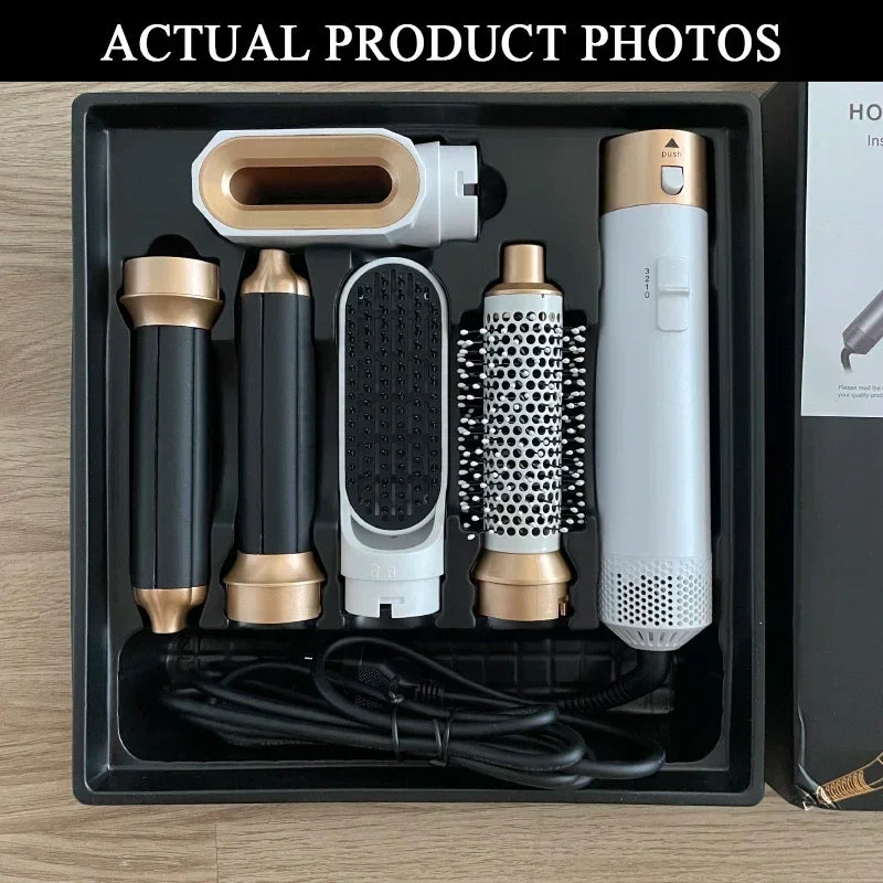 5-in-1 Hot Air Styling Brush – Dryer, Curler, Straightener & Comb