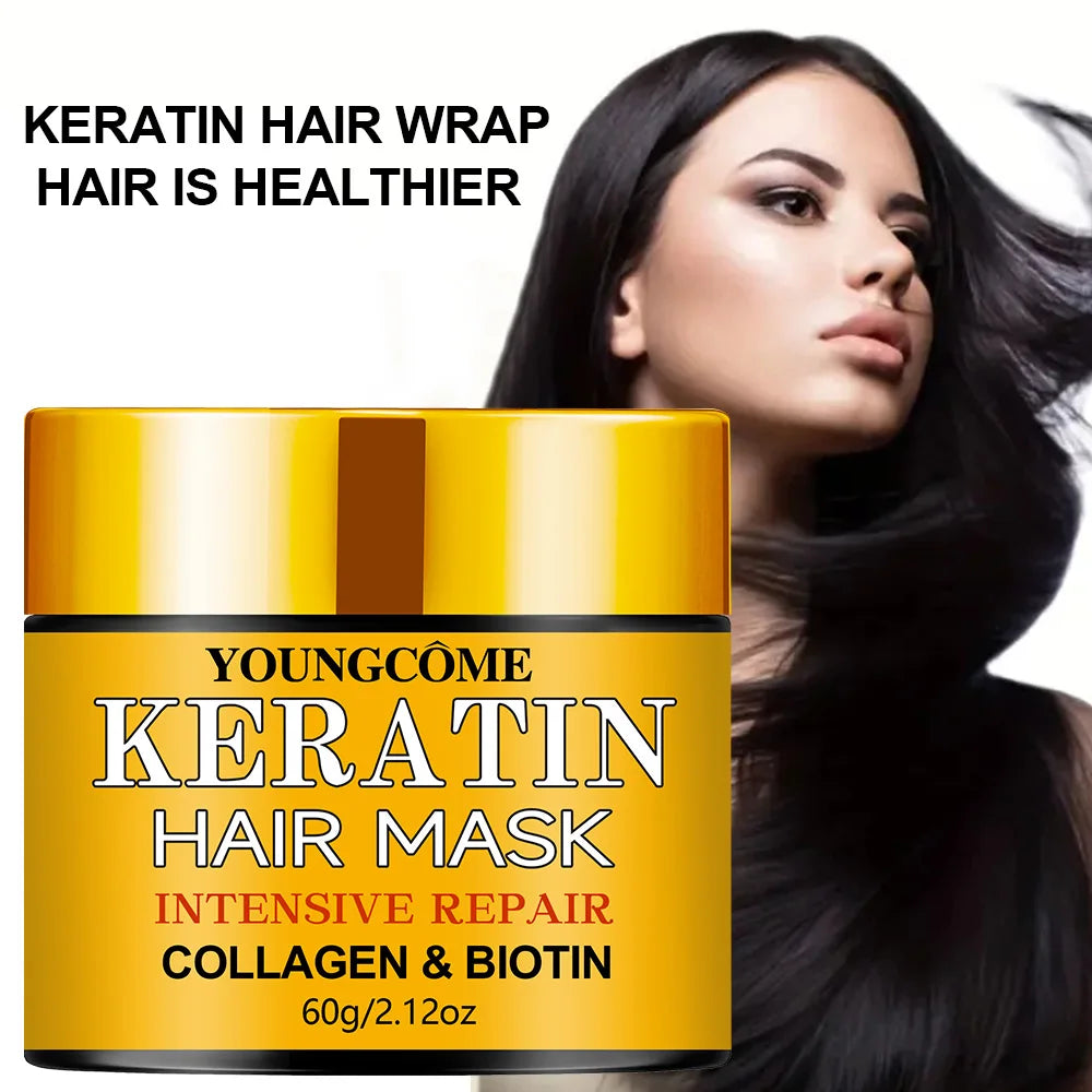 Biotin Collagen Keratin Hair Mask for Dry Damaged Hair, Deep Repair Conditioning Treatment with Nourishing Essential Oils dylinoshop