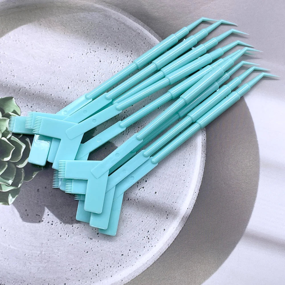20Pcs Makeup Eyelash Brushes Reusable Plastic Clean Comb Y Shape Eyelash Lifting Curler Eye Lash Extension Perm Eyelash Tools