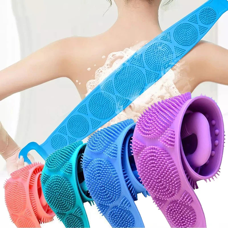 Silicone Body Sponge Exfoliating Back Scrubber Rubbing Peeling Massage Full Body Bath Tool Eco Friendly Shower Use Anti Slip