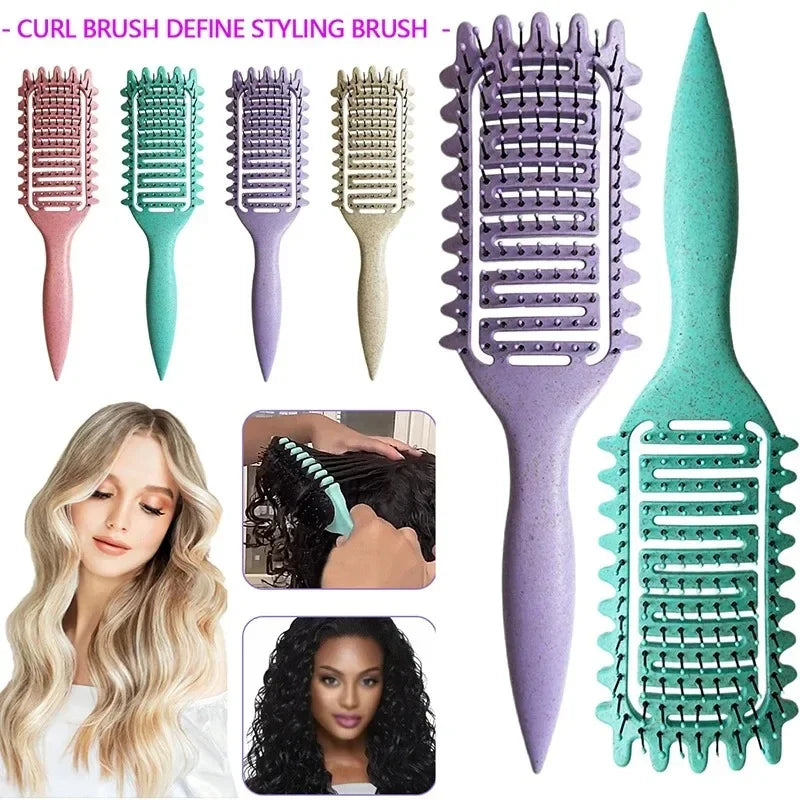 Curl Define Styling Brush Hollow Out Detangling Hair Brush Tangled Wet Curly Hair Comb Shaping Curls Barber Hairdressing Tools dylinoshop