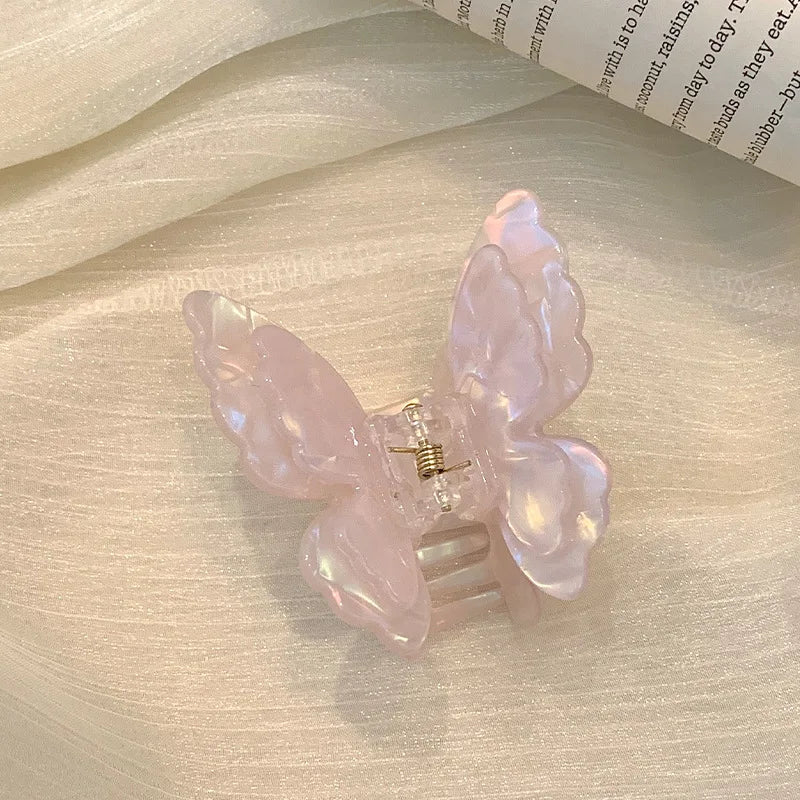 Fairy Butterfly Hair Claw French Retro Acetate Crab Hair Clip Summer Sweet Princess Shark Clip Coiled Hairpin Hair Accessories dylinoshop