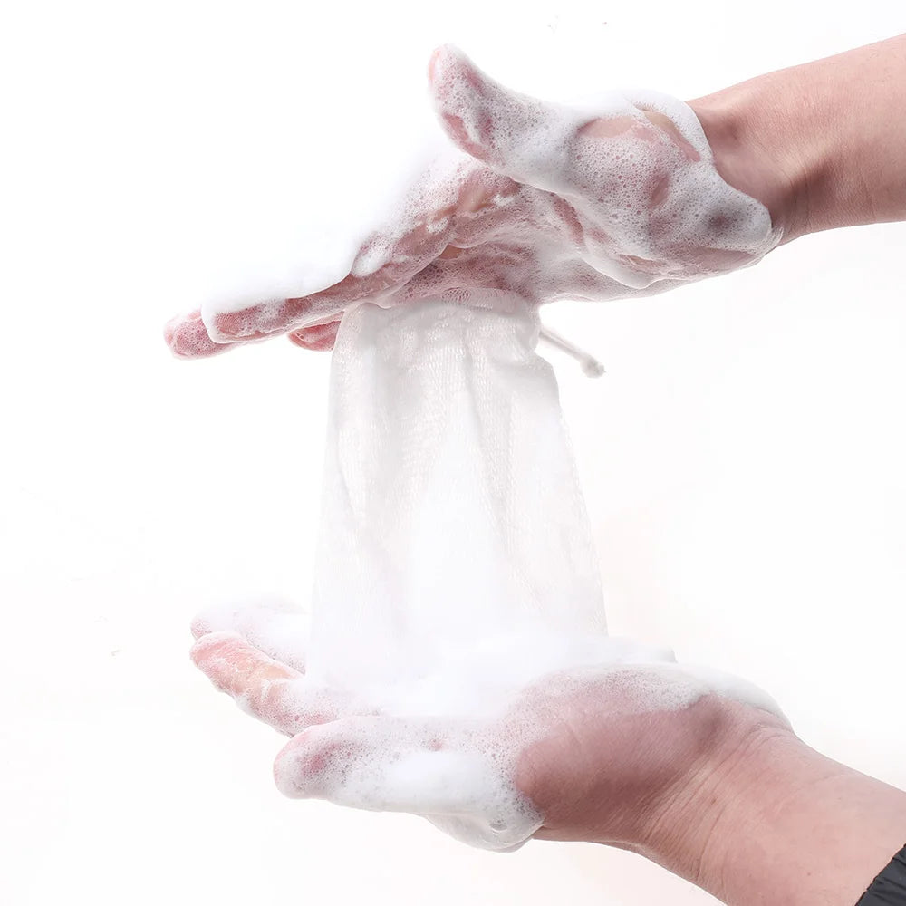 Roswlla Soap Foaming Net Facial Cleanser Drawstring Bubble Foam Net  Body Washing Foaming Mesh Bag Hangable Bubble Mesh
