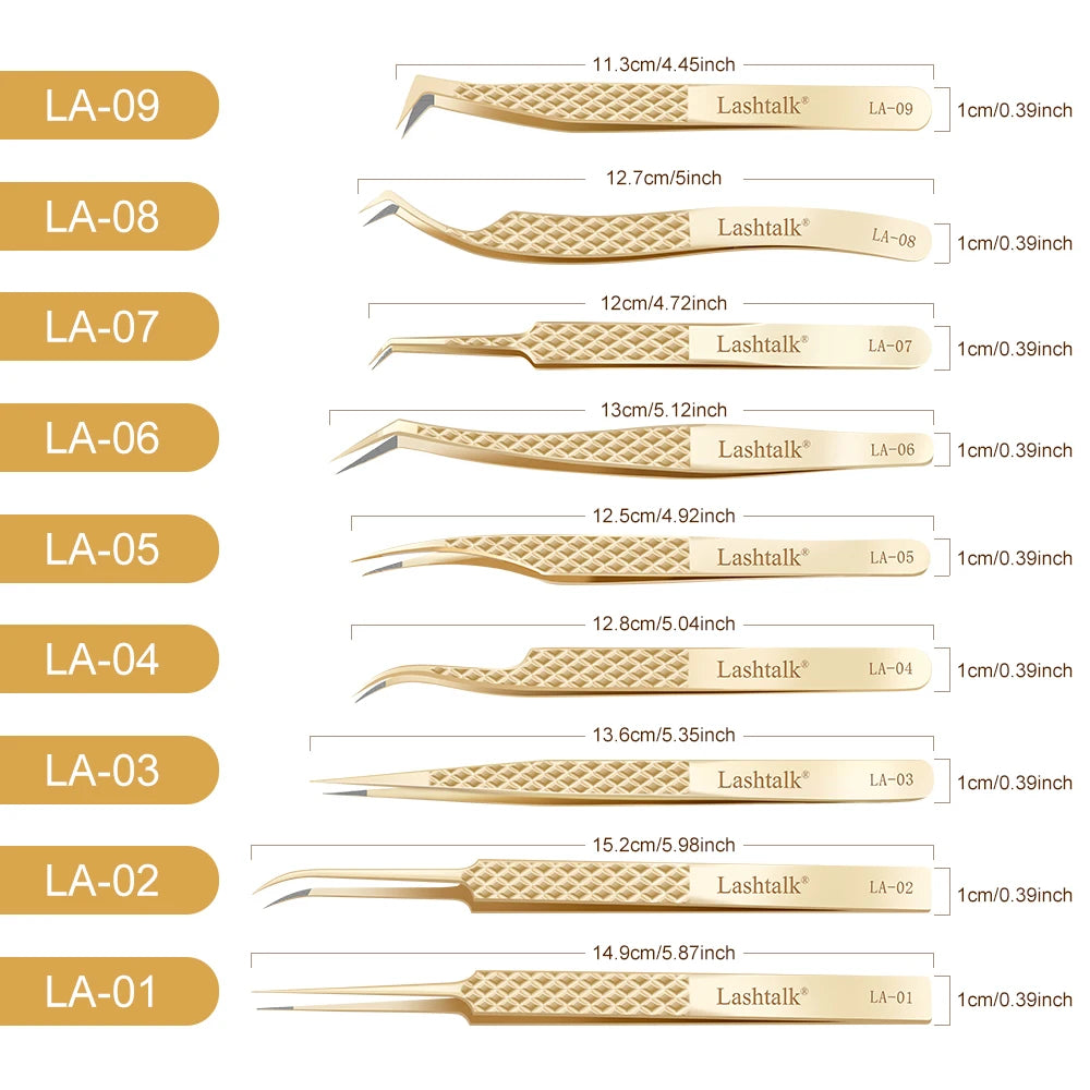 Lashtalk Precision Fiber Tip Tweezer Eyelash Extensions Diamond Grip Anti-Slip Premium Gold Stainless Steel Makeup From Nagaraku