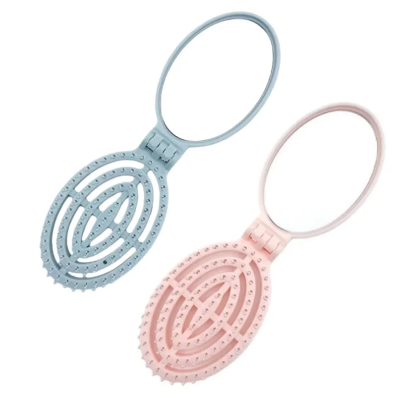 2-in-1 Foldable Comb Mirror Mini Portable Scalp Massage Comb Perfect for Travel Outgoing Use Easy to Carry Ideal Gifts dylinoshop