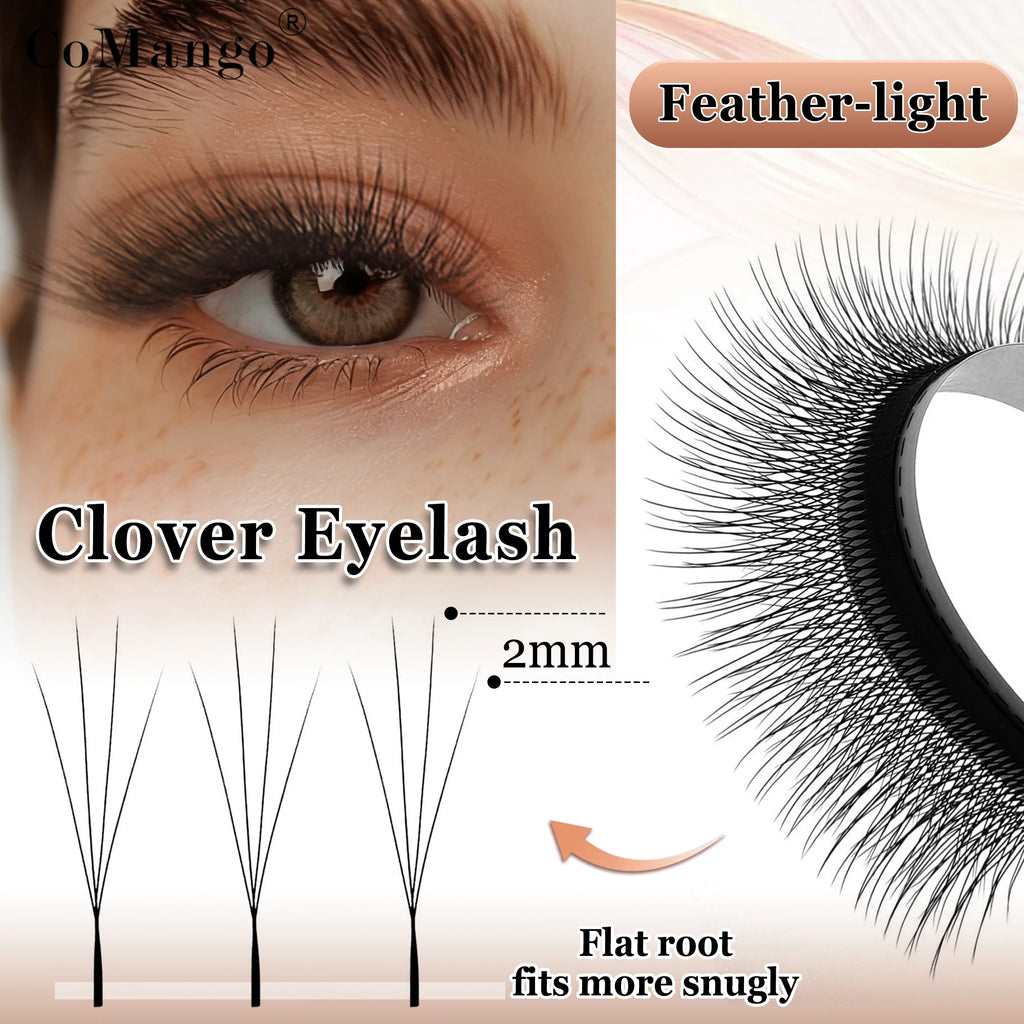 CoMango Narrow 4D W Shaped Russian Volume Eyelashes Extension Premade Fans Lashes Natural Faux Mink Lashes Makeup Products