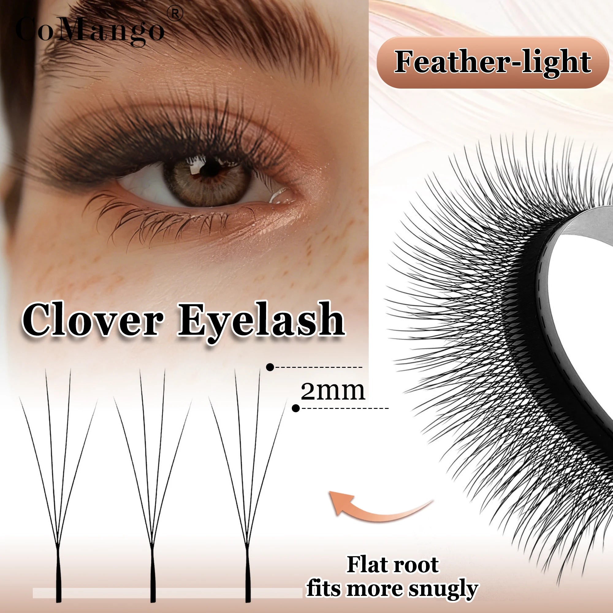 CoMango Narrow 4D W Shaped Russian Volume Eyelashes Extension Premade Fans Lashes Natural Faux Mink Lashes Makeup Products