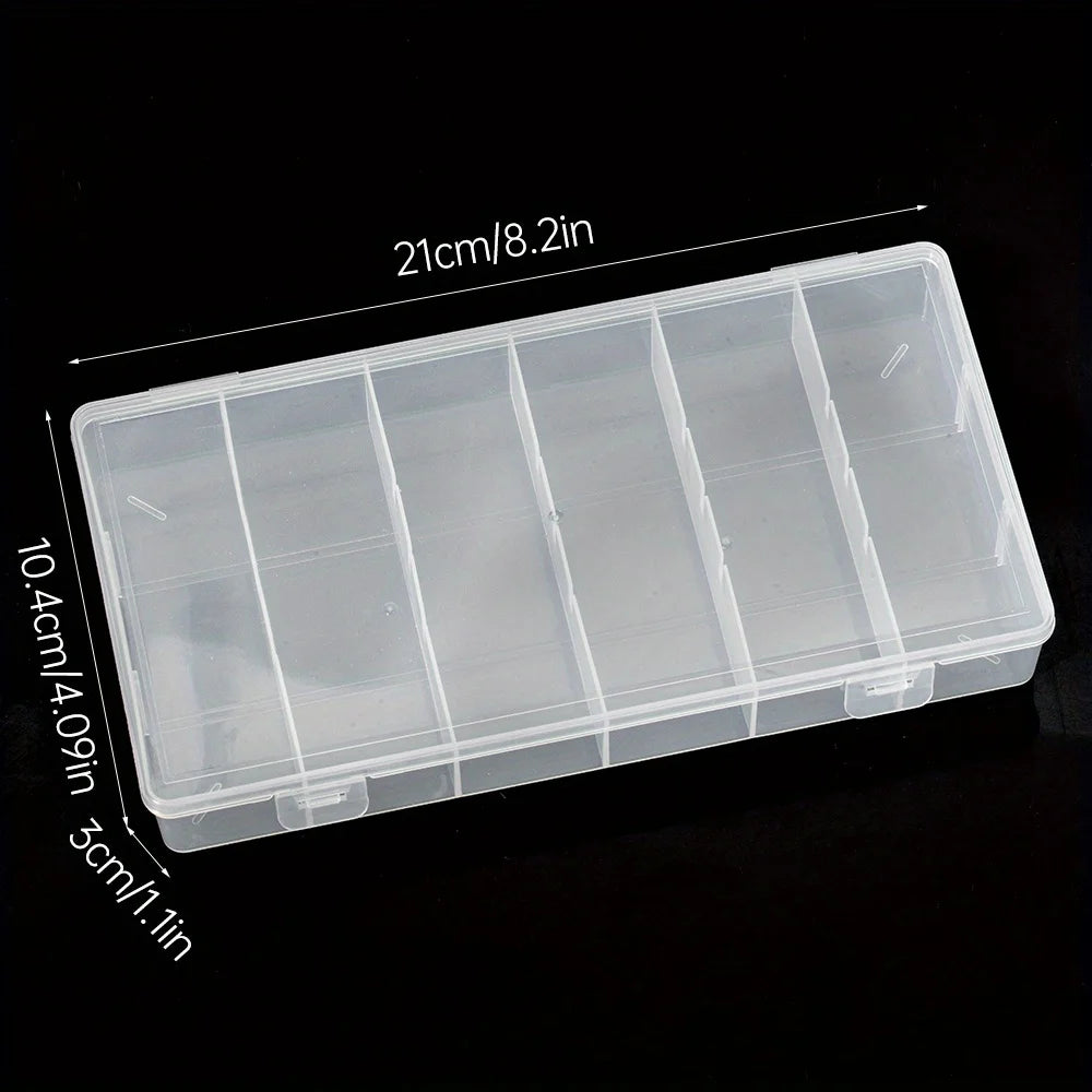 1pc Clear 6-Compartment Eyelash Extension Storage Box | Durable Plastic Makeup Organizer with Snap Lid for Glue, Tweezers & Tool