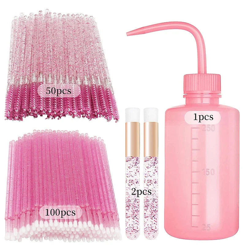 Eyelash Extension Cleaning Brush Set with Shampoo Bottle dylinoshop