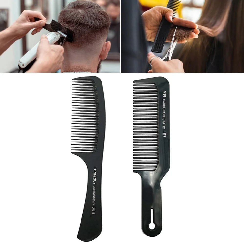 Black Flattop Hair Cutting Comb Wide Tooth Men Cut Hair Brush Professional Salon Barber Hair Clipper Hairdressing Carbon Combs dylinoshop