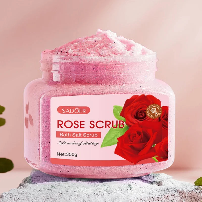 350g Rose Scrub, Rich in Walnut Shell Powder, Rose Extract and Other Skin Care Ingredients, with Gentle and Fine Exfoliating Particles That Deeply Cleanse the Skin, Remove Impurities, Physically Exfoliate, and Leave Skin Feel