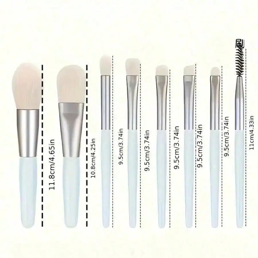 Portable Mini Multipurpose Makeup Brush Set 8Pcs Professional Cosmetic Tool For Blush Eyeshadow Concealer Travel Daily Makeup Supply