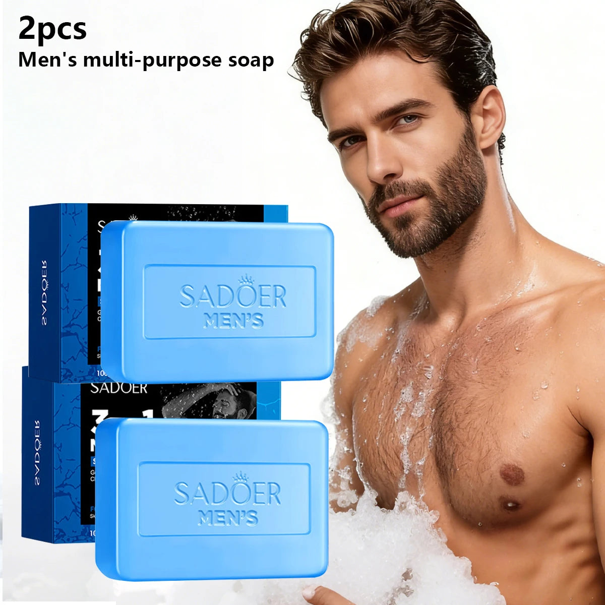 2pcs/Men'S Three In One Bath Perfume Soap Witch Hazel Aloe Moisturizing Oil Control Vegetable Essential Oil Soap Facial