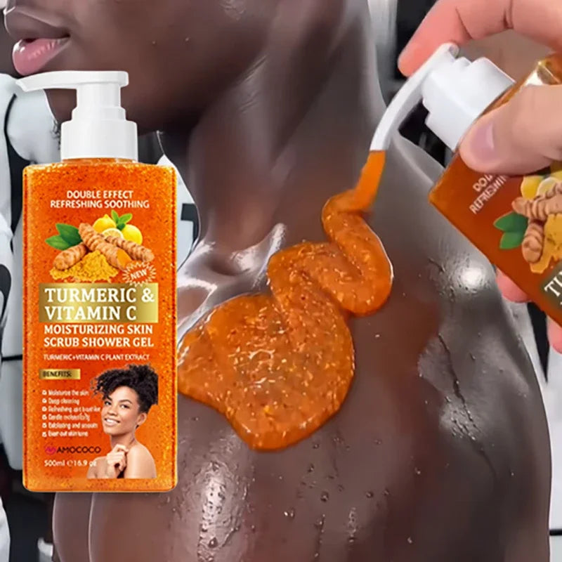 Turmeric Orange Vitamin C Body Wash Fresh Fragrance Shower Gel Moisturizing Brightening Exfoliating Deep Cleaning Smooth Skin