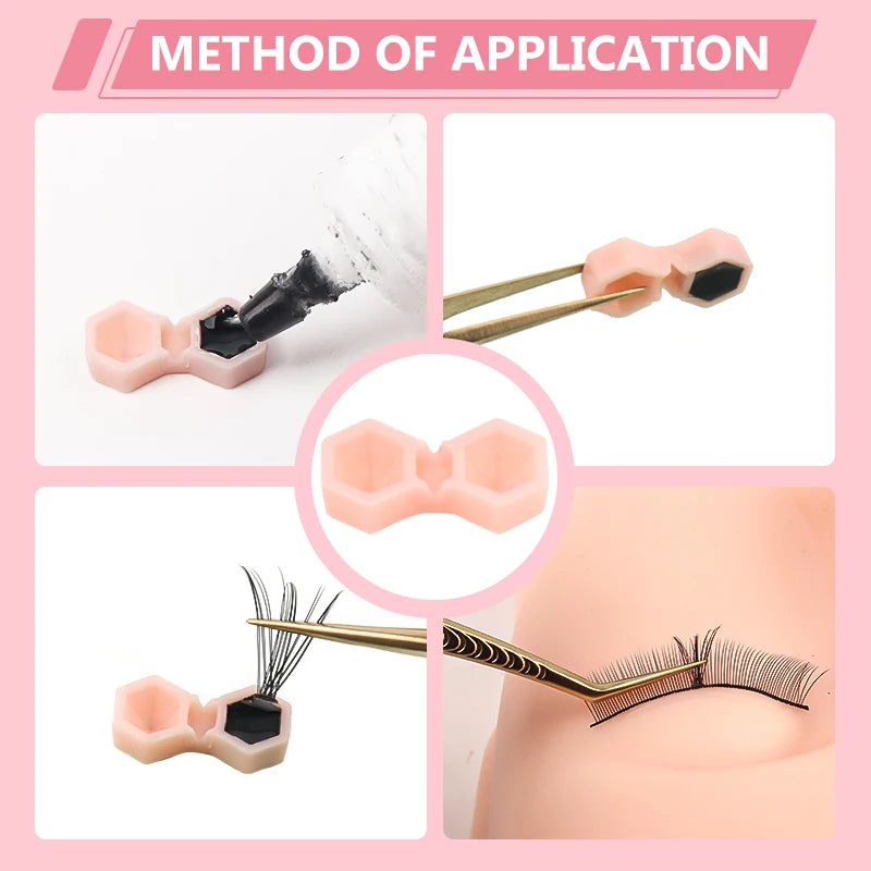 200pcs Eyelash Extension Glue Cup 2 Hole Honeycomb Tattoo Ink Pigment Holder Container Grafting Eyelashes Auxiliary Makeup Tool