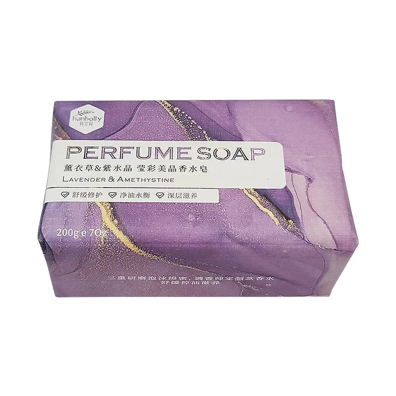 Hanbolly 200g Crystal Perfume Soap - Handmade Volcanic Mud Bath Soap with Tea Tree & Sea Salt for Cleansing Wedding Gift