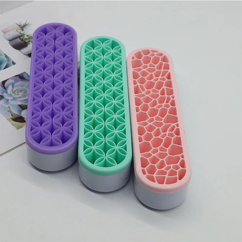 1Pc Makeup Brush Holder Nail Pen Display Stand Silicone Organizer Drying Rack Storage Case