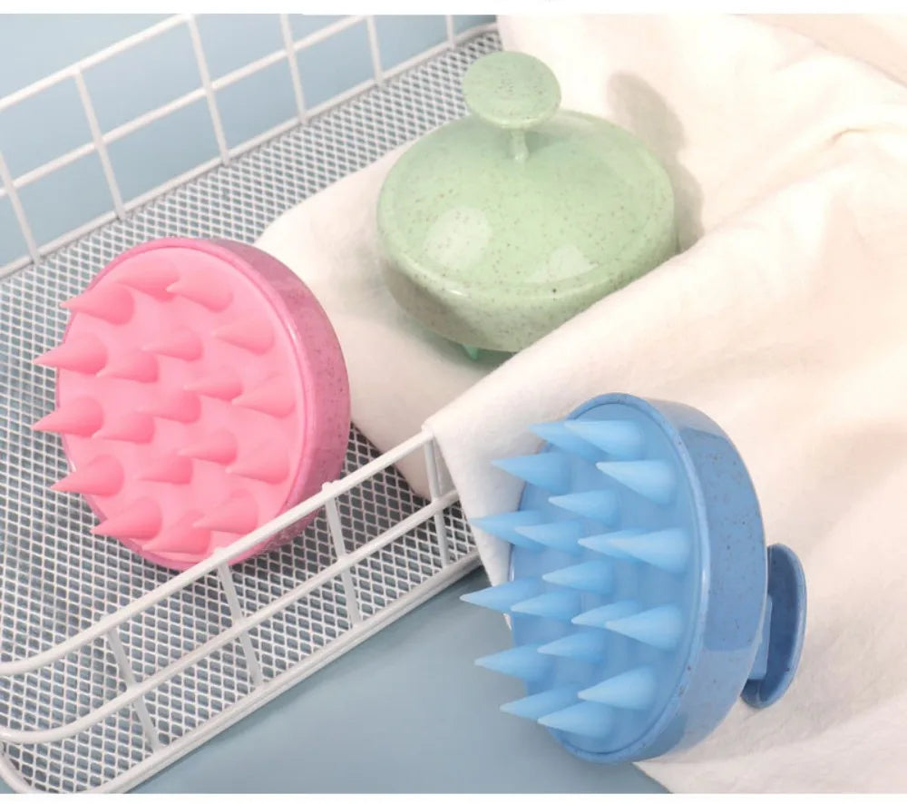 Silicone Shampoo Brush Head Scalp Massage Comb Clean The Scalp Thoroughly Body Massage Brush Bath Brush Salon Hairdressing Tool dylinoshop