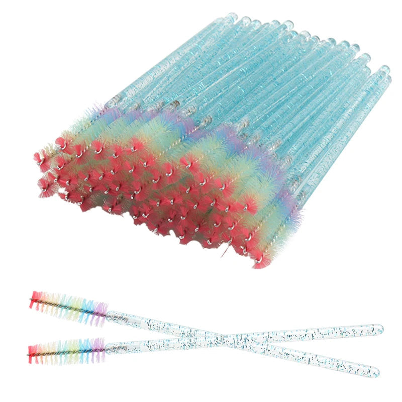 Disposable Eyelash & Eyebrow Spoolie Brushes – 50-Piece Crystal Comb Set dylinoshop