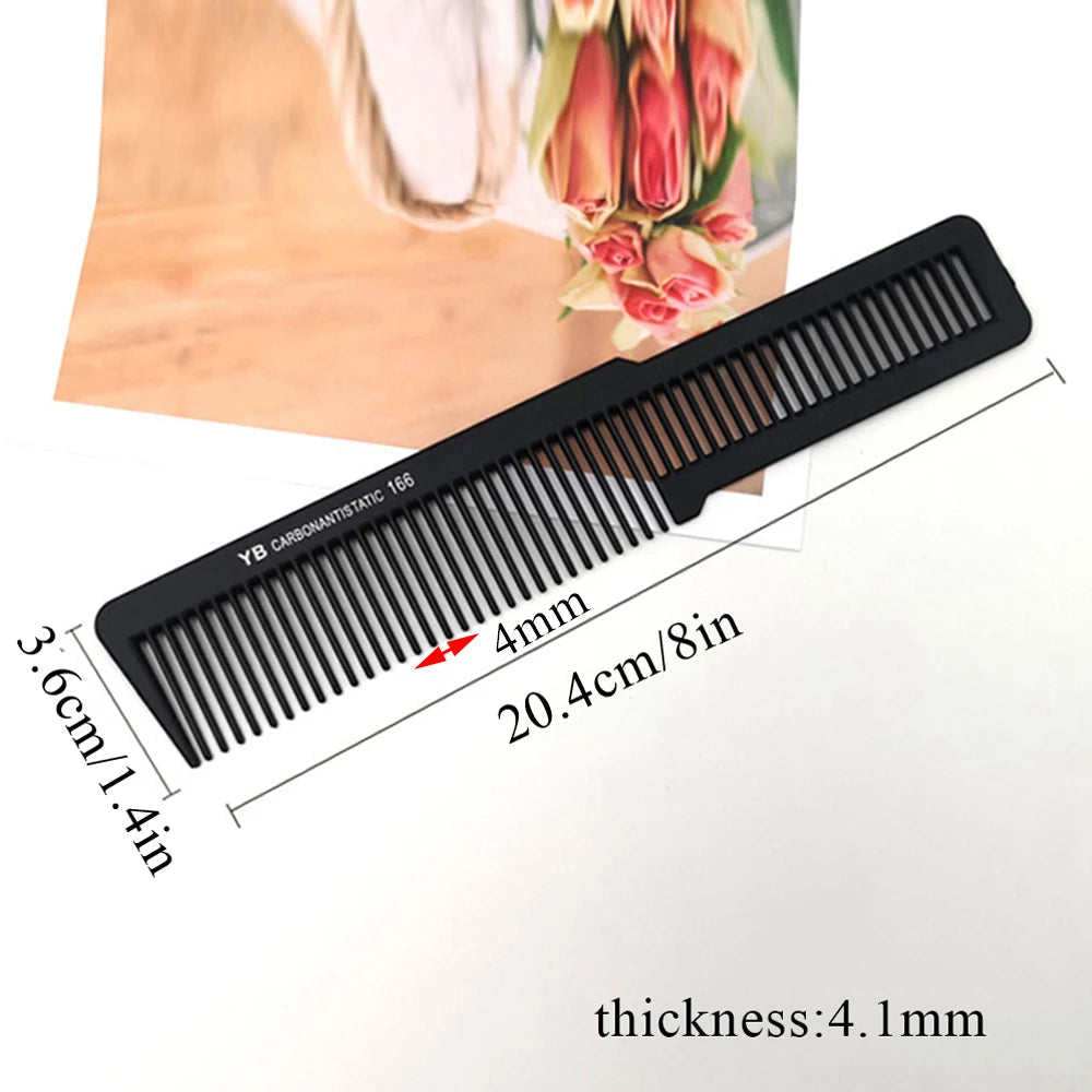 Black Flattop Hair Cutting Comb Wide Tooth Men Cut Hair Brush Professional Salon Barber Hair Clipper Hairdressing Carbon Combs dylinoshop