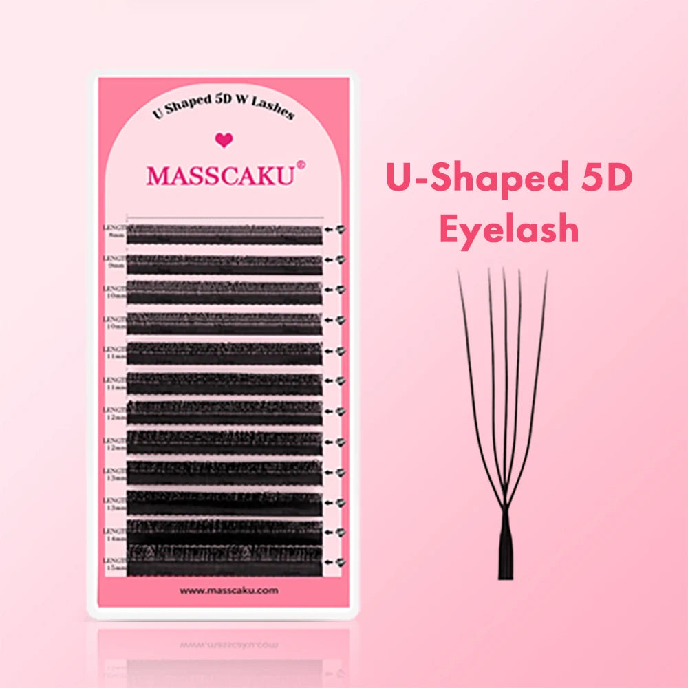 MASSCAKU U-Shape Volume Lashes – Silk-Soft Synthetic, 8-15mm Mix dylinoshop