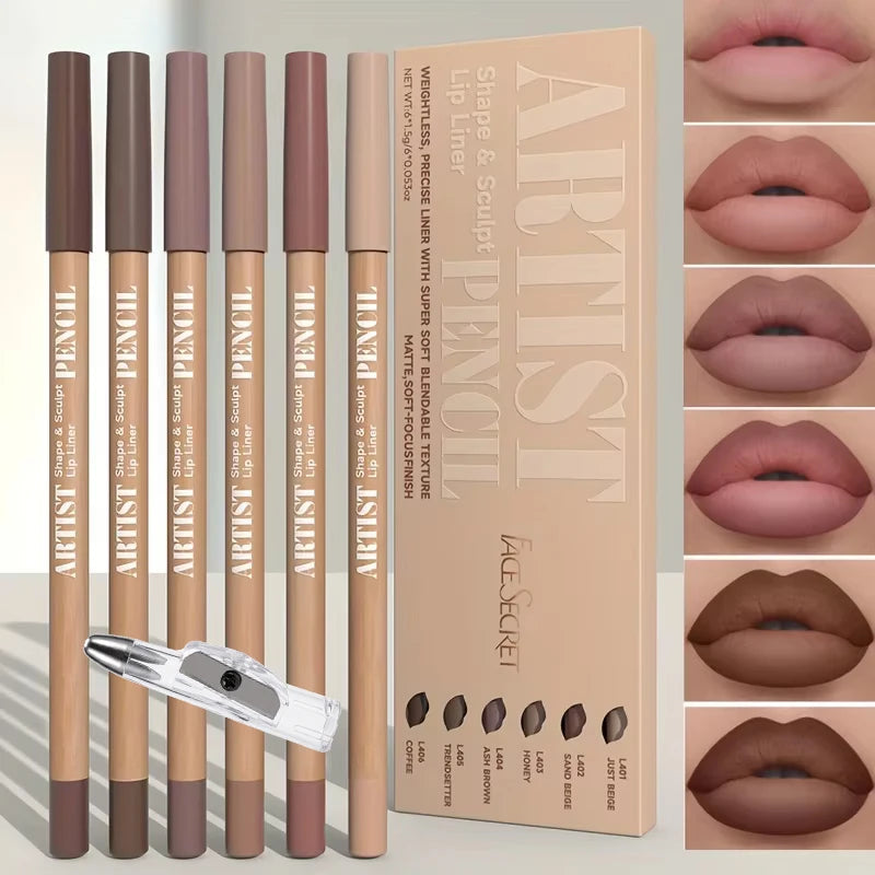 7-Piece Matte Lip Liner Set with Sharpener dylinoshop