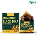 Moroccan Black Soap Deep Cleansing Body Scrubs to Exfoliate Skin Odor Eliminator Dead Skin Remover Argan Oil Body Cleanser 100g
