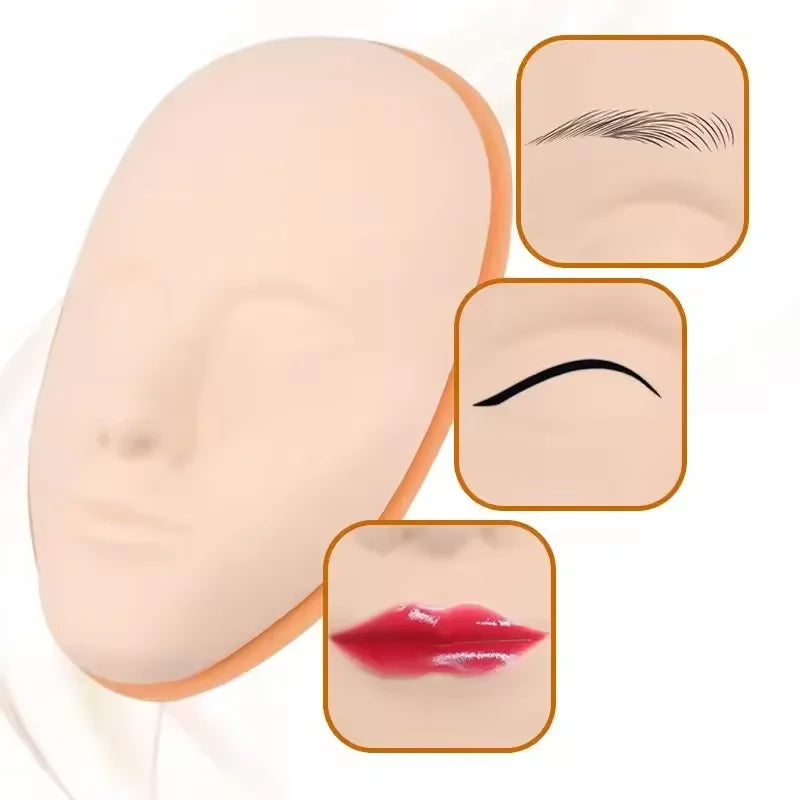 5D Facial Tattoo Training Head,Silicone Practice Permanent Makeup Lip Eyebrow Tattoo Skin,Mannequin Doll Face Head,Face Skin
