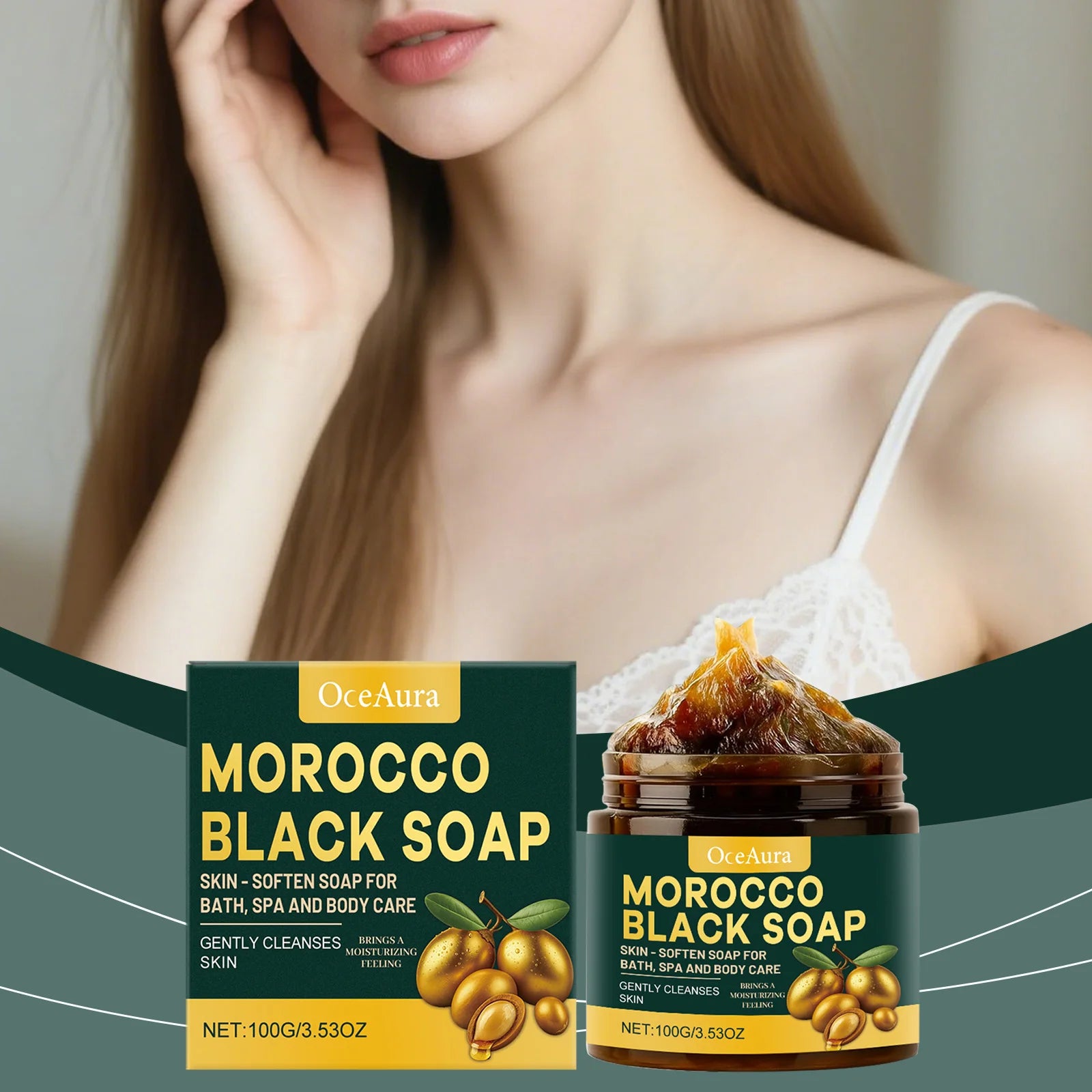 Moroccan Black Soap Deep Cleansing Body Scrubs to Exfoliate Skin Odor Eliminator Dead Skin Remover Argan Oil Body Cleanser 100g