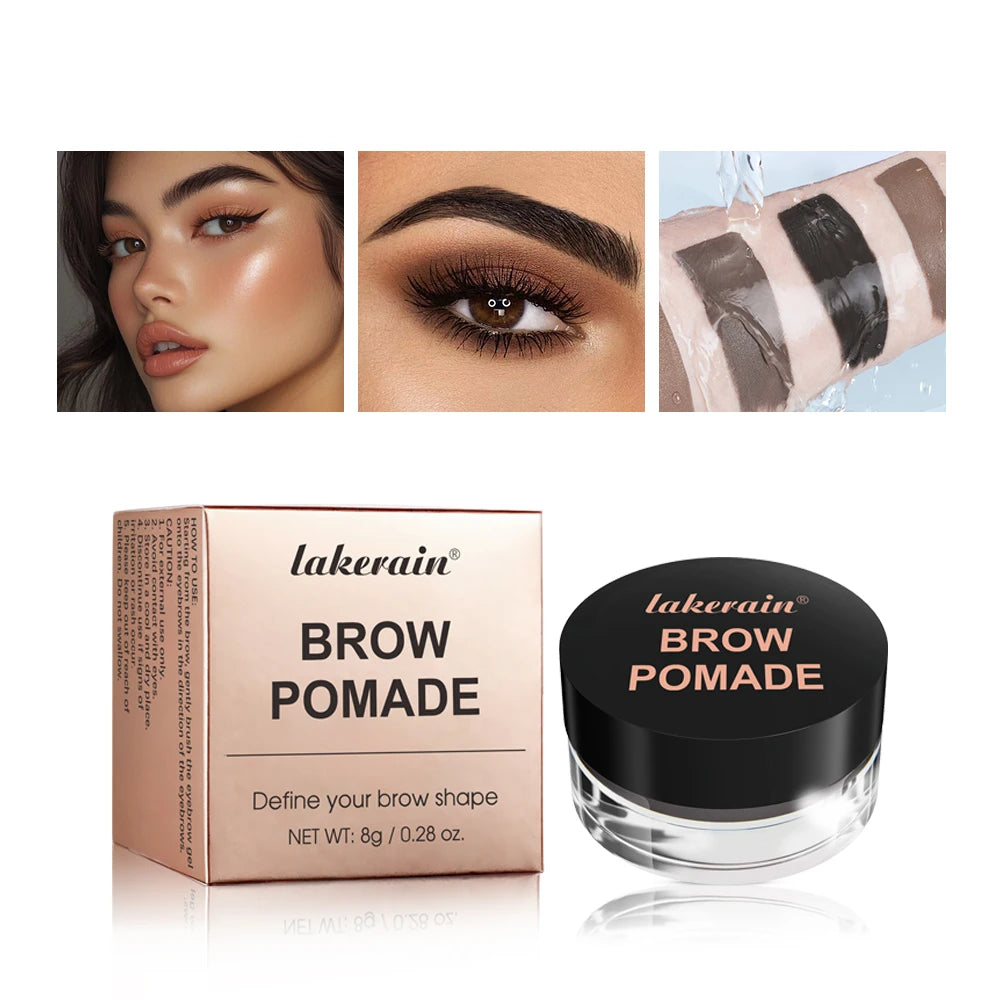 Lakerain Brow Pomade Long-Lasting Waterproof Sweatproof Natural Brown Black Smooth Eyebrow Brow Tint Pencil Makeup Cosmetics