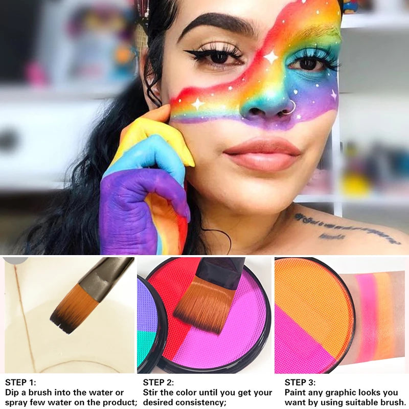 Watercolor Face & Body Paint, Water-Based Multicolor Set dylinoshop
