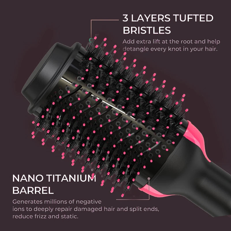 2-in-1 Hot Air Styling Brush - Hair Dryer, Volumizer & Straightener