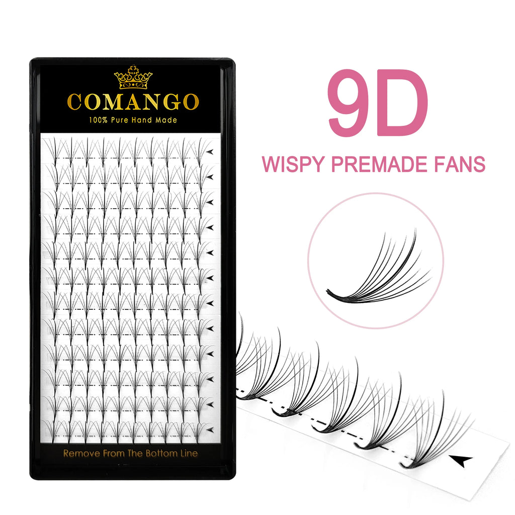 CoMango 5D 7D 9D Premade Fan Eyelashes Extension 120 Fan Pointy Base Promade Hybrid Lash Wispy Eyelashes Makeup Tool