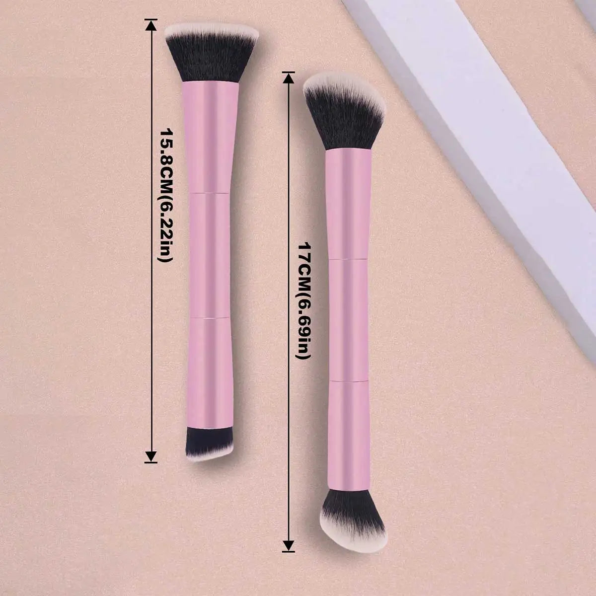 2pcs Professional Dual-Head Makeup Brushes, Powder Brush, Blush Brush, Cosmetic Tools, Soft Fibers, Easy To Carry, Travel Brush,