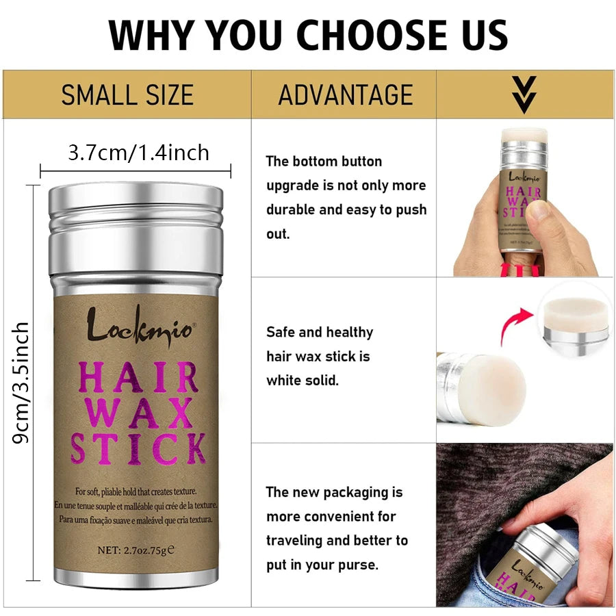 LOCKMIO Women Hair Wax Stick for Wigs Anti-frizz Flyaways Control Styling Wax Long-lasting Smooth Broken Back Hair Pomade Cream dylinoshop