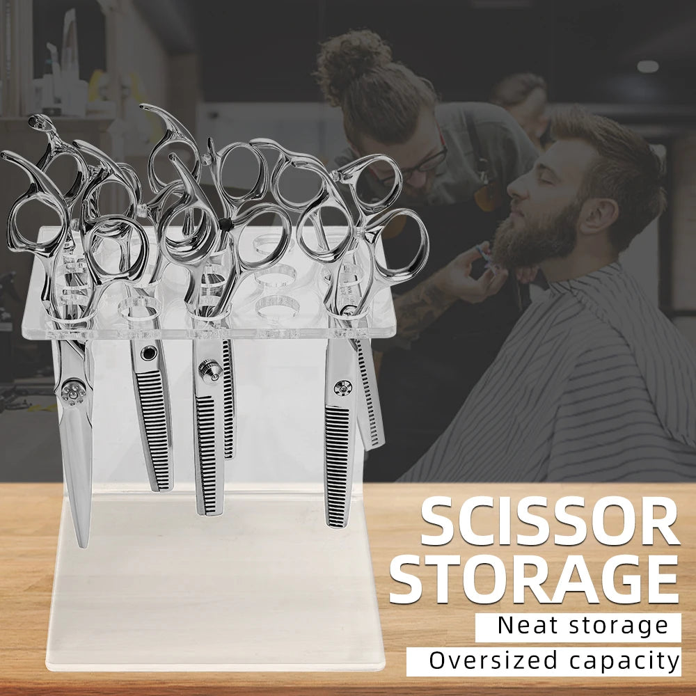 5/6/15 Grids Scissors Shears Display Holder Acrylic Racks Storage Stand Makeup Brush Organizer Barber Hairdressing Supplie Tools