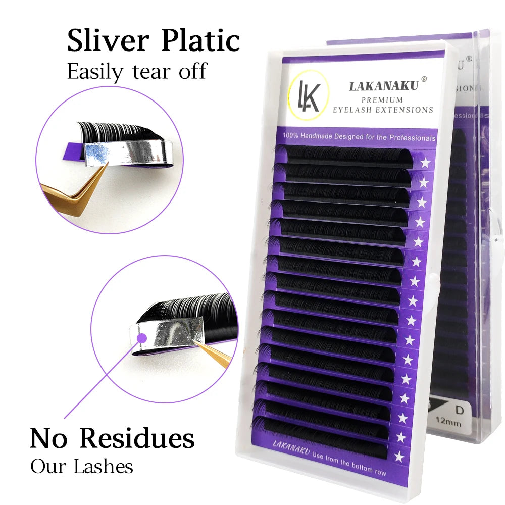 LAKANAKU Individual Lashes Matte Eyelash Extension Silk Lashes Russian Volume Classic Eyelash Extensions for Makeup