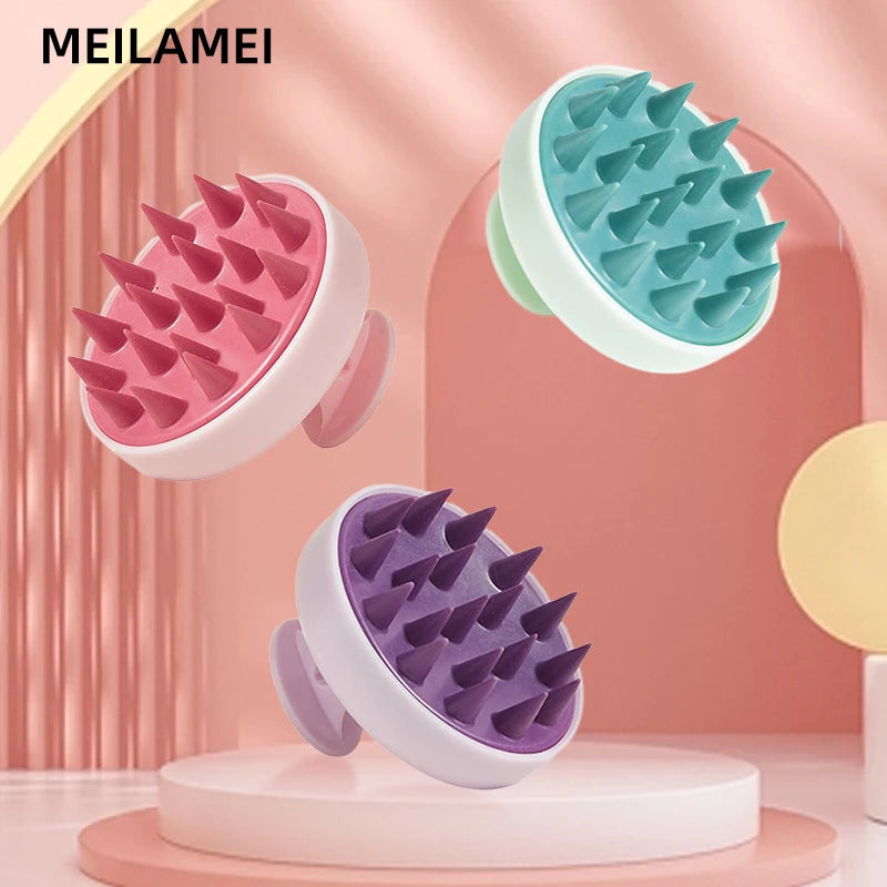 Silicone Shampoo Scalp Hair Massager Head Body Scalp Massage Brush Scalp Massage Brush Comb Magic Handle Brush Spa Massage Brush dylinoshop