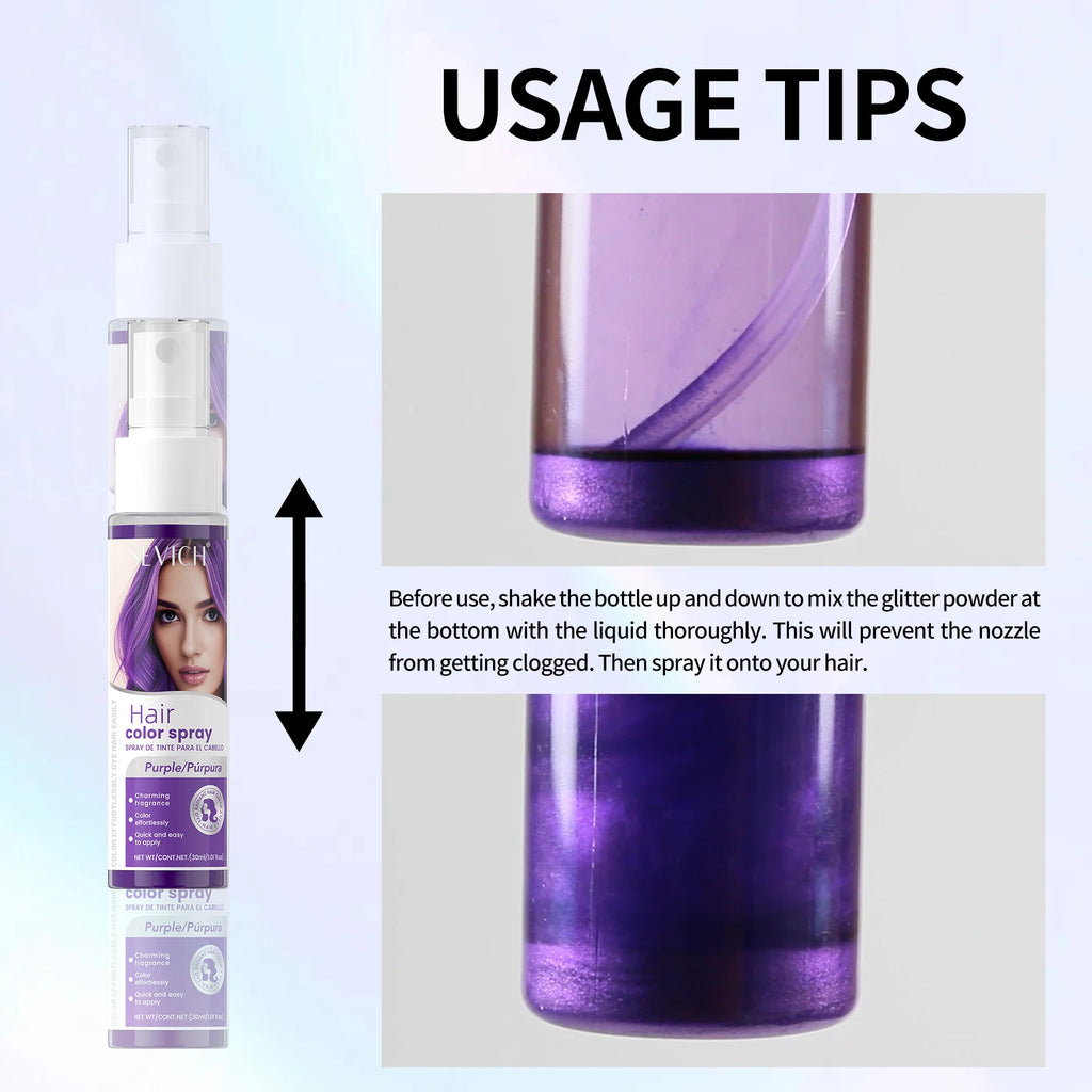 Christmas Hair Colors Spray Temporary Hair Colour Spray Purple Green Hair Dye Spray One-Time Hair Dye Makeup Chalk Hair Styling