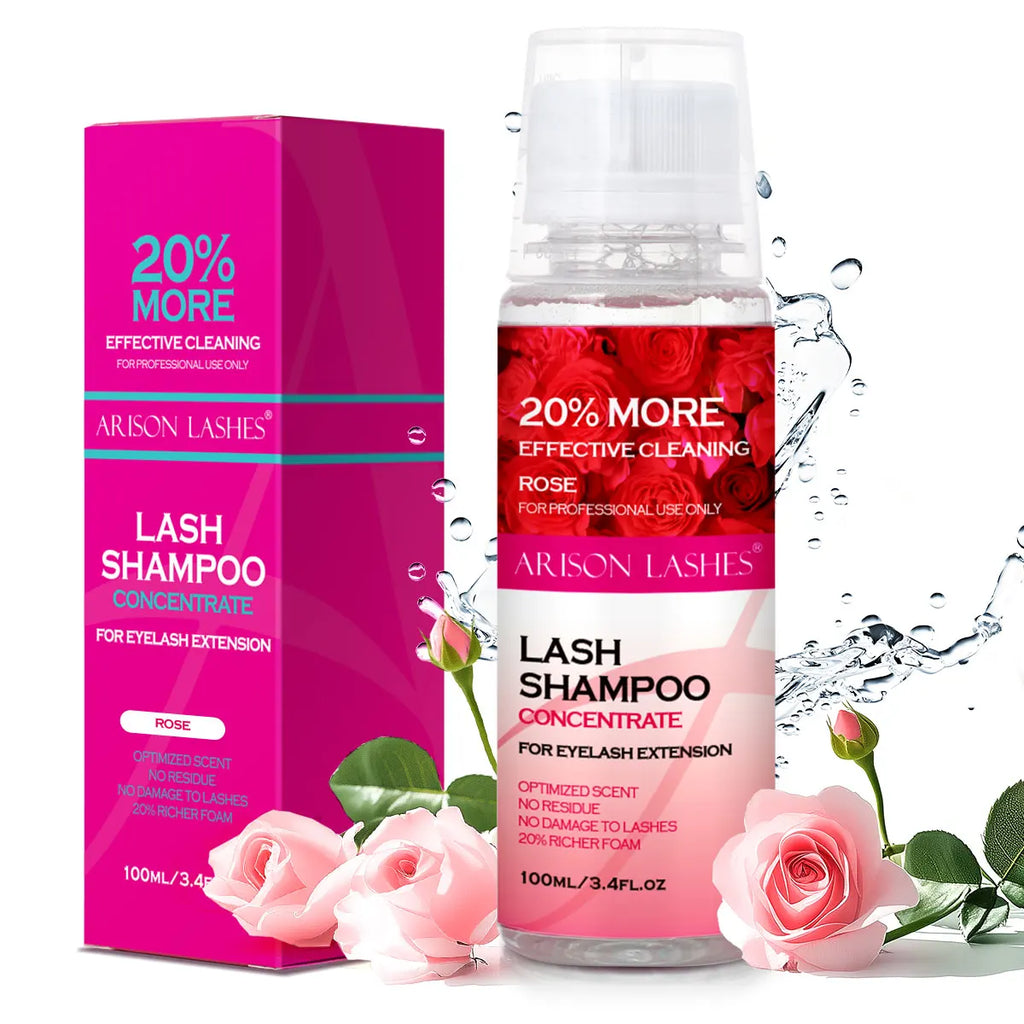 ARISON 100ml Lash Shampoo Concentrate No Stimulation Lash Cleanser DIY Professional Eyelash Extension Bath Foam Makeup Remover