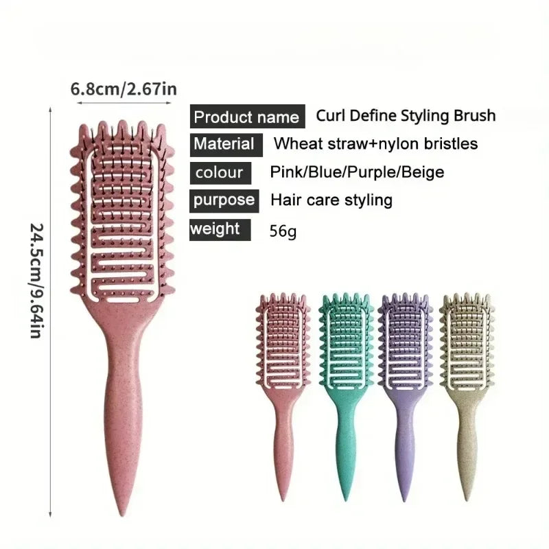 Curl Define Styling Brush Hollow Out Detangling Hair Brush Tangled Wet Curly Hair Comb Shaping Curls Barber Hairdressing Tools dylinoshop
