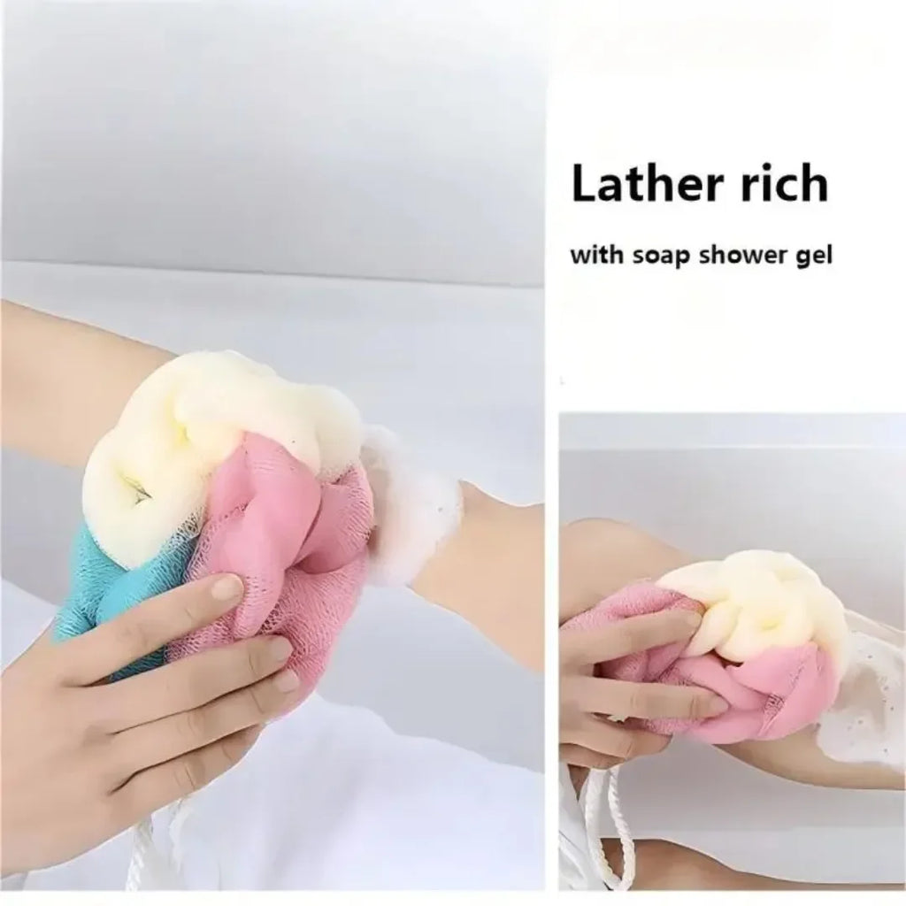 1pc Colour Block Bath Balls Mesh Foaming Sponge Bath Strips Adult Back Body Rubbing Towels Mud Rubbing Bath Towels Supplies
