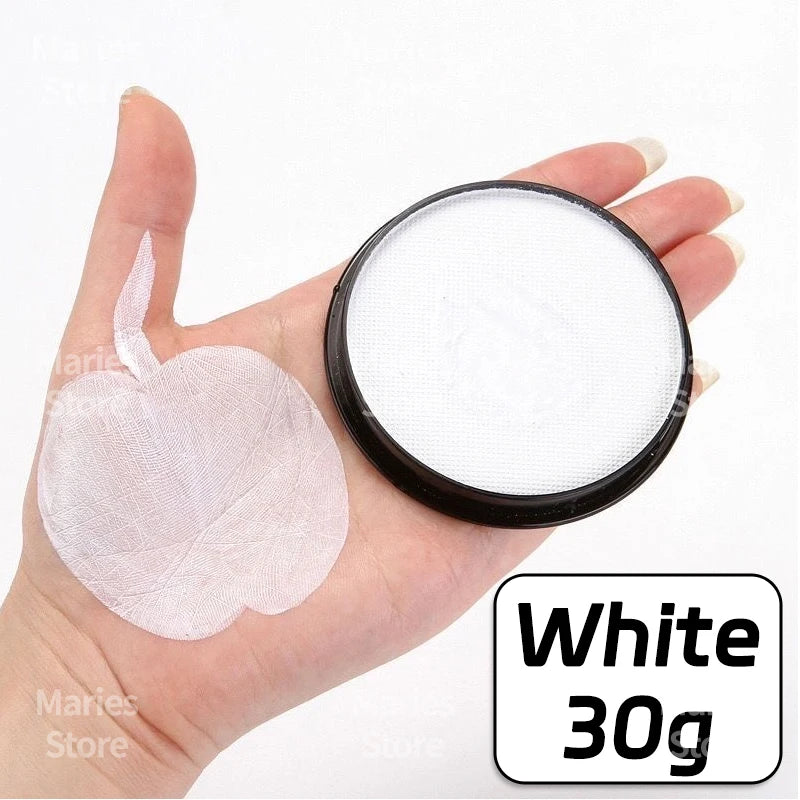 30g White Black Red Paint Water Based Makeup,Single Color for Adults for Skull,Witch,Goth,Cosplay,Halloween,Christmas,Party